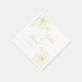 Serviette En Papier Élégant minimal Mariage d'or Floral (Coin)