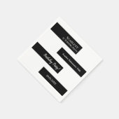 Serviette En Papier Elégant minimal noir et blanc chic 50e anniversair (Coin)