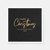 Serviette En Papier Élégant minimal Or moderne Noir Noël (Devant)