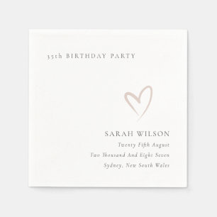 Serviette En Papier Élégant Minimal Rose Pâle Cœur Anniversaire Tout Â