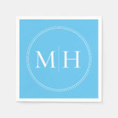 Serviette En Papier Élégant minimal Sky Blue Monogram Mariage (Devant)