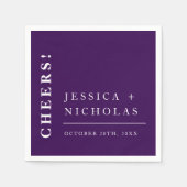 Serviette En Papier Élégant minimal violet foncé Mariage moderne (Devant)