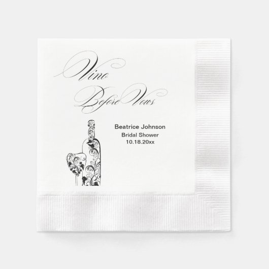Serviette En Papier Elegant Minimalist Vino Before Vows Bridal Shower (Devant)