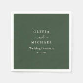 Serviette En Papier Elegant Minimalist Wedding Dark Green Classic Chic (Devant)