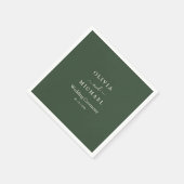 Serviette En Papier Elegant Minimalist Wedding Dark Green Classic Chic (Coin)