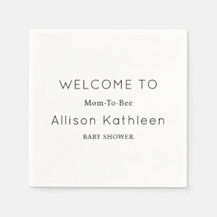 Serviette En Papier Elégant minimaliste Baby shower noir et blanc