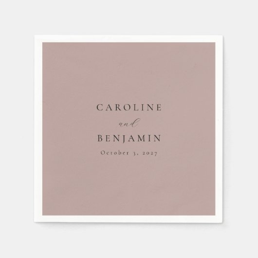 Serviette En Papier Élégant minimaliste Dusty Mauve Mariage de calligr (Devant)