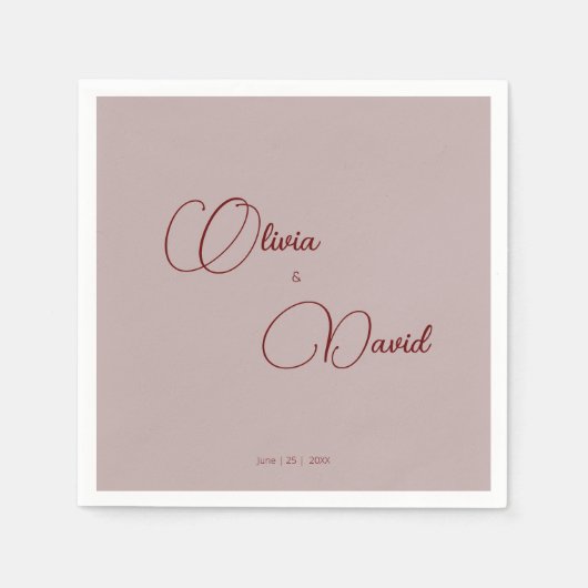 Serviette En Papier Elégant minimaliste Dusty Rose Mariage (Devant)