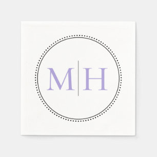 Serviette En Papier Élégant minimaliste Lavender Monogram Mariage