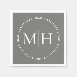 Serviette En Papier Élégant minimaliste Mariage de monogramme gris