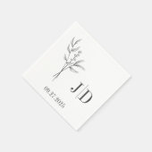 Serviette En Papier Élégant minimaliste Mariage Napkin | Initiale pers (Coin)