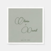 Serviette En Papier Élégant minimaliste Mariage vert Sage (Devant)