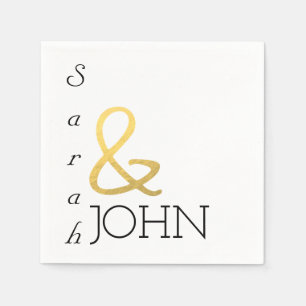 Serviette En Papier élégant minimaliste minimaliste faux mariage or