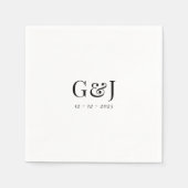 Serviette En Papier Élégant minimaliste Monogramme Initiales Mariage (Devant)