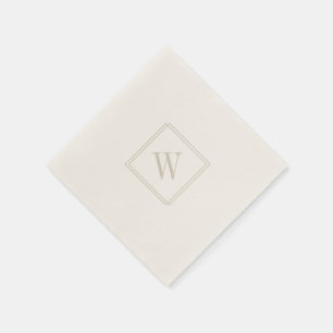Serviette En Papier Élégant minimaliste Monogramme Mariage Beige Cockt