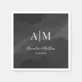 Serviette En Papier Élégant minimaliste noir blanc Mariage (Devant)