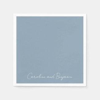 Serviette En Papier Elégant minimaliste personnalisé Mariage Dusty Blu
