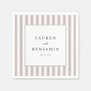 Serviette En Papier Élégant Minimaliste Rayé Beige