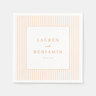 Serviette En Papier Élégant minimaliste rayé pêche