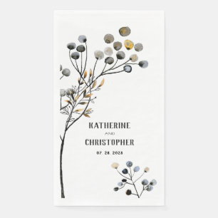 Serviette En Papier Elégant minimaliste Rustique Arbre d'hiver de mari