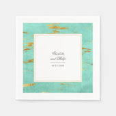 Serviette En Papier Elégant Mint et Motif en marbre or Mariage (Devant)