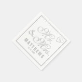 Serviette En Papier Elegant Mint gris M. et Mme Mariage Monogram (Coin)