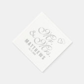 Serviette En Papier Elegant Mint gris M. et Mme Mariage Monogram Napk (Coin)