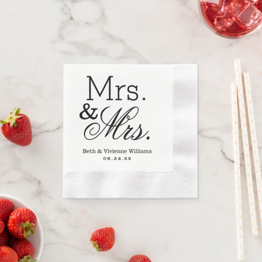 Serviette En Papier Elegant Mme et Mme Mariage Monogram (En situation)
