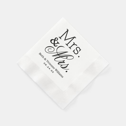 Serviette En Papier Elegant Mme et Mme Mariage Monogram (Coin)