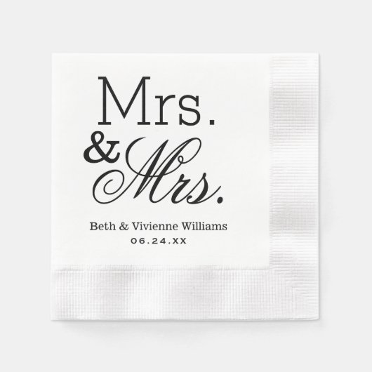 Serviette En Papier Elegant Mme et Mme Mariage Monogram (Devant)