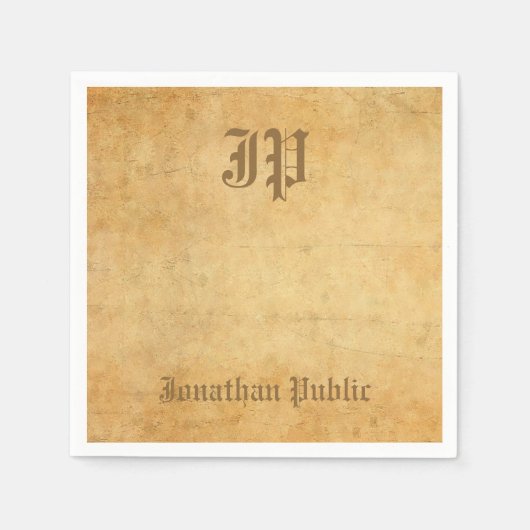 Serviette En Papier Élégant Modèle de monogramme de calligraphie Vinta (Devant)
