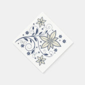 Serviette En Papier Élégant modèle floral bleu marine | (Coin)
