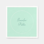 Serviette En Papier Élégant Modèle vert Mint manuscrit (Devant)