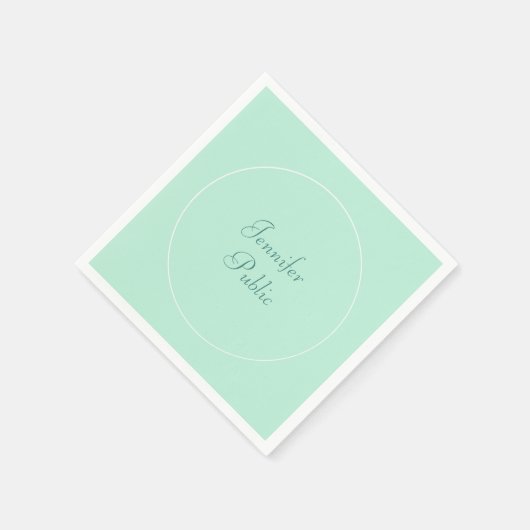 Serviette En Papier Élégant Modèle vert Mint manuscrit (Coin)