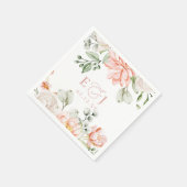 Serviette En Papier Elegant Modern Botanical Blush Pink Floral Wedding (Coin)