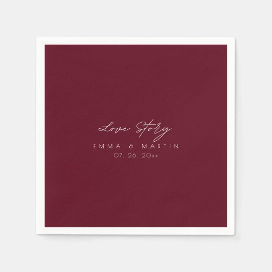 Serviette En Papier Elegant & modern Burgundy Script Wedding (Devant)