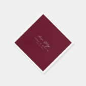 Serviette En Papier Elegant & modern Burgundy Script  Wedding (Coin)