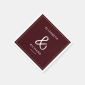 Serviette En Papier Elegant & Modern Burgundy Wedding (Coin)
