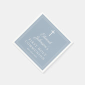 Serviette En Papier Elegant Modern Dusty Blue First Holy Communion (Coin)