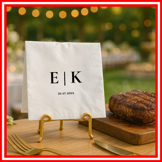 Serviette En Papier Elegant Modern Monogram Simple Wedding