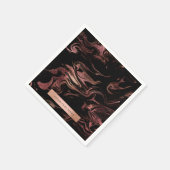 Serviette En Papier Élégant moderne aspect marbre noir or rose cuivre (Coin)