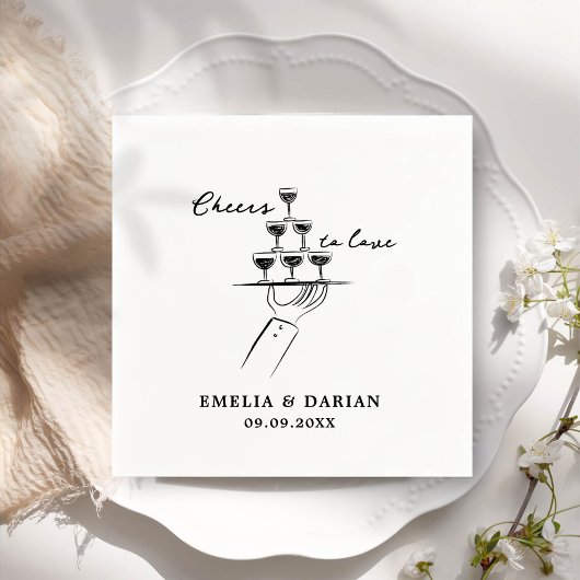 Serviette En Papier Elégant moderne Cheers to Love Minimalist Mariage