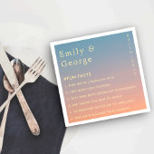 Serviette En Papier Élégant Moderne Chic Bleu Orange Fun Facts Mariage