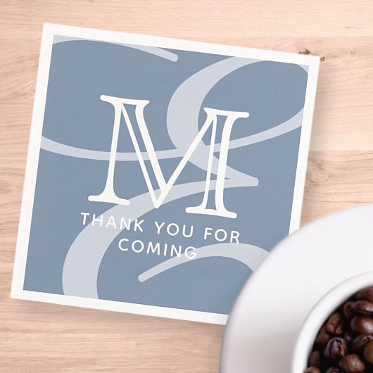 Serviette En Papier Élégant Moderne Chic Double Monogramme Merci
