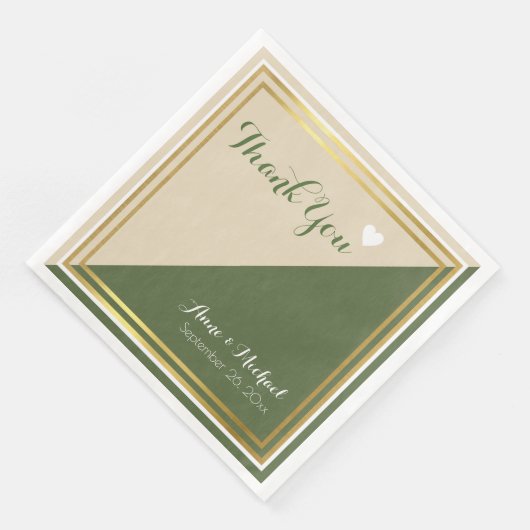 Serviette En Papier élégant & moderne classique beige mariage (Coin)