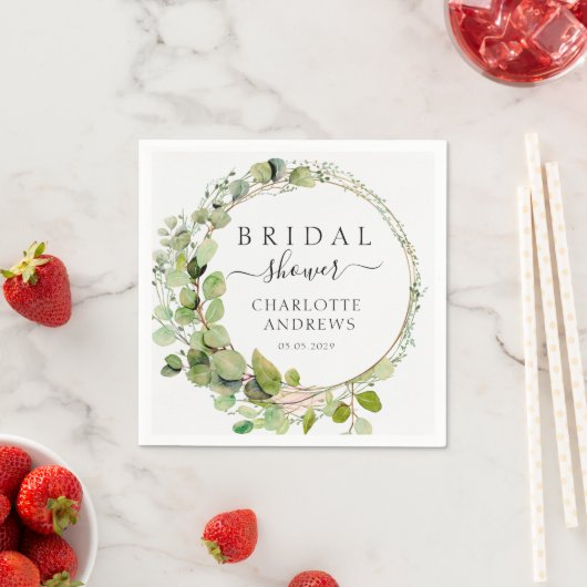 Serviette En Papier Élégant, moderne, eucalyptus (En situation)