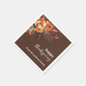 Serviette En Papier Élégant moderne fleuri grisonnant brun (Coin)