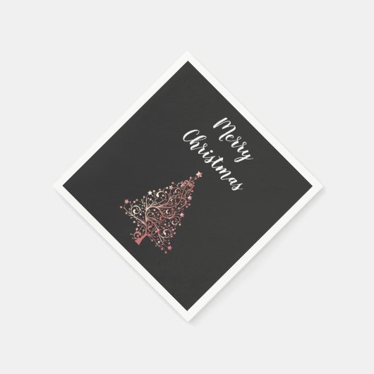 Serviette En Papier élégant moderne Joyeux Noël rose or arbre (Coin)