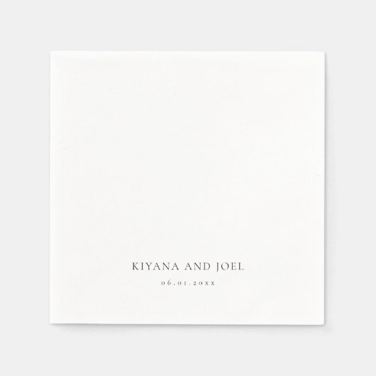 Serviette En Papier Élégant moderne minima Couples Noms Mariage (Devant)