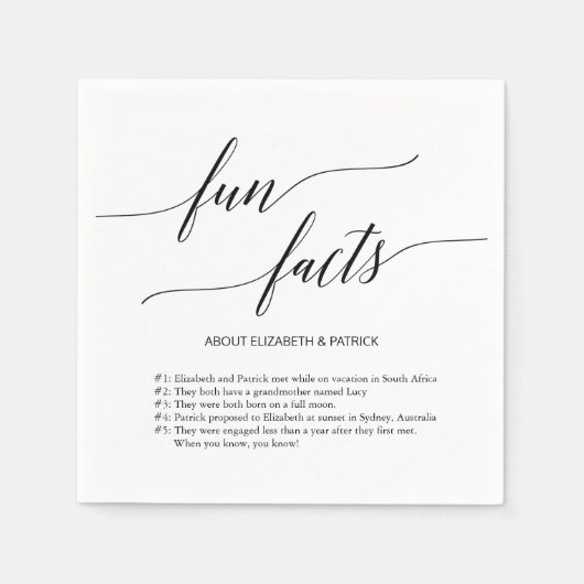 Serviette En Papier Élégant Moderne Minimal Simple Fun Fact Mariage (Devant)